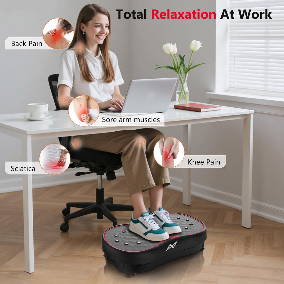 AXV Vibration Plate Fitness Platform Exercise Machine Vibrating Shaking Full Body Shaker Workout Vibrate Stand Shake Board Sport Gym for Weight Loss Fat Burner for Women Men