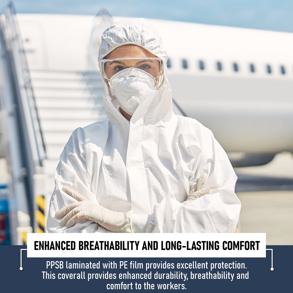 Medical Nation Hazmat Suits Disposable | 10 Pack | With Hood, Heavy Duty, Breathable Disposable Coverall, Painter Suit | Large