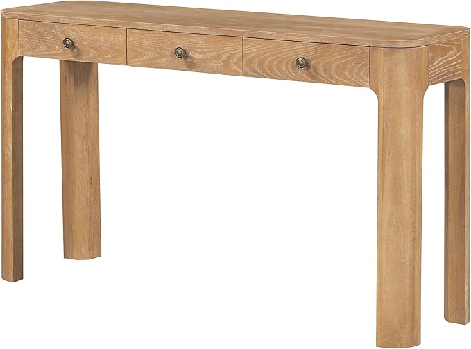 Amposei Retro Rustic Entry Console Table 52’’ Wooden Entryway Sofa Table with Storage Drawers for Living Room Entrance Hallway, Natural