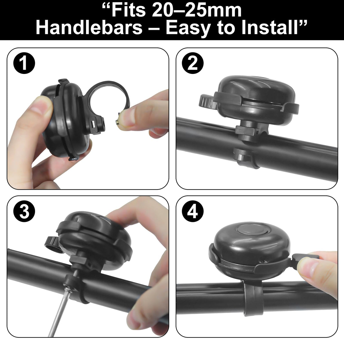2 Pack Bike Bells for Adults, Loud Crisp Clear Sound, Durable Aluminum Alloy, Bicycle Bell for Adult Bikes, Easy to Install Cycling Accessories for Mountain Road and Commuter Safety