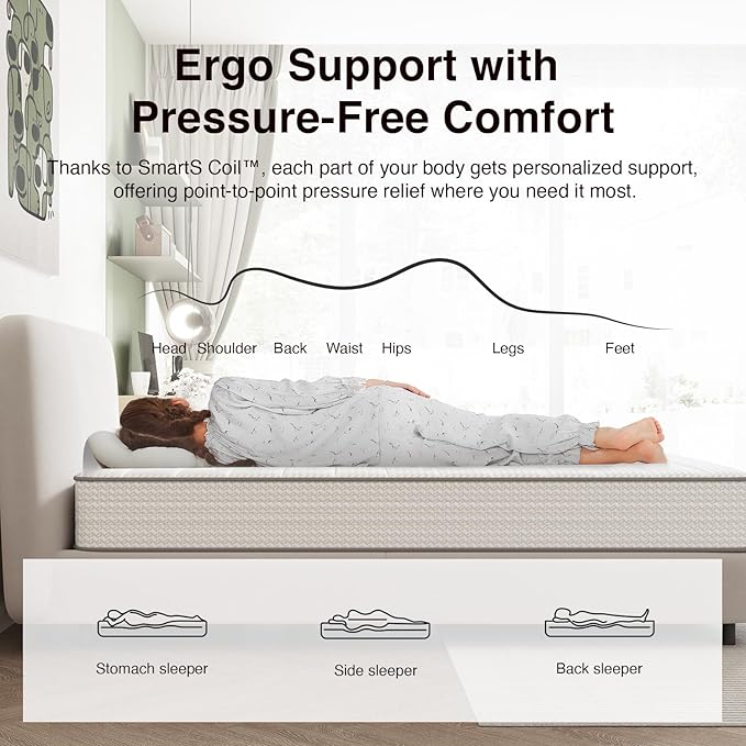 Novilla Twin Mattress, 6 Inch Twin Size Mattresses in a Box with Smarts™ Coil for Pressure Relief, Medium Plush Foam and Spring Hybrid Colchones with CertiPUR-US Certified for Kids
