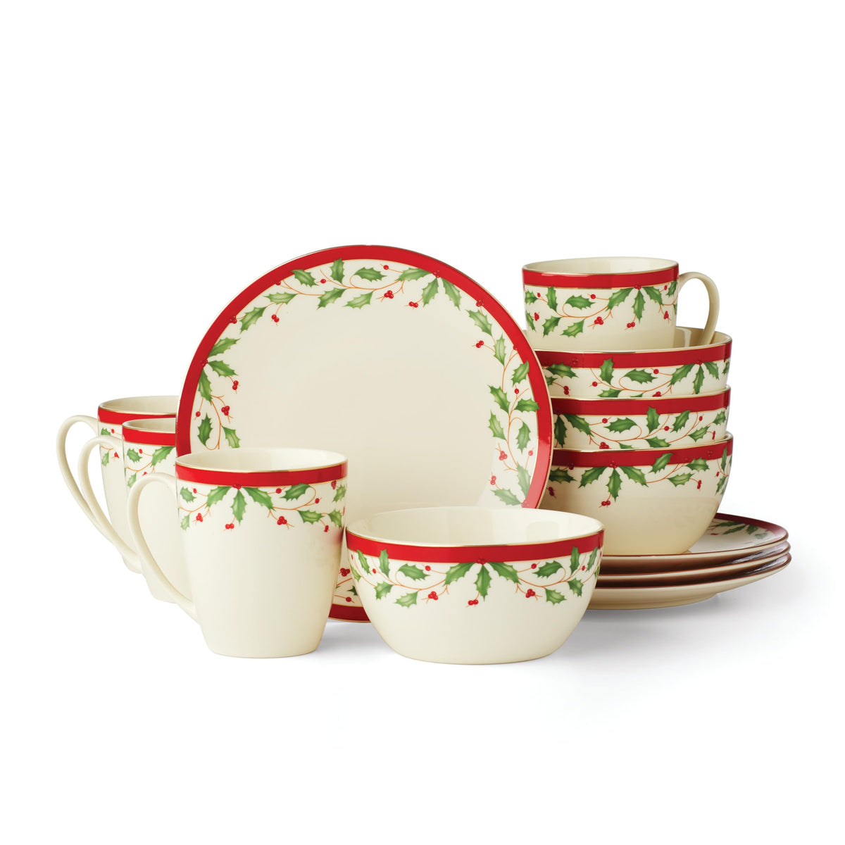 Lenox Holiday Porcelain Christmas Salad Plate Set for 4