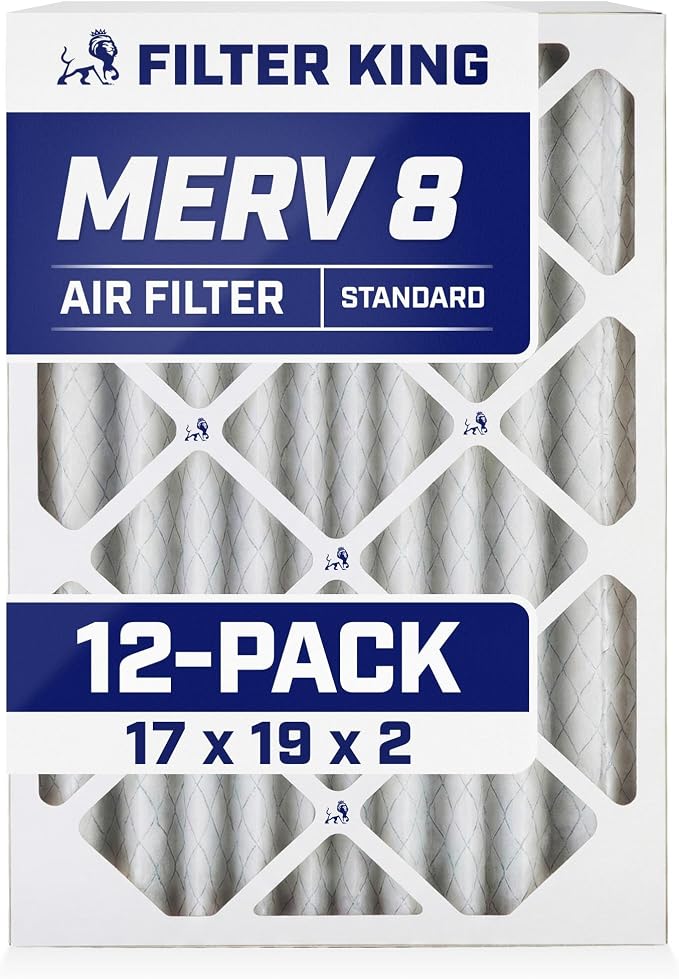 Filter King 17x19x2 Air Filter | 12-PACK | MERV 8 HVAC Pleated A/C Furnace