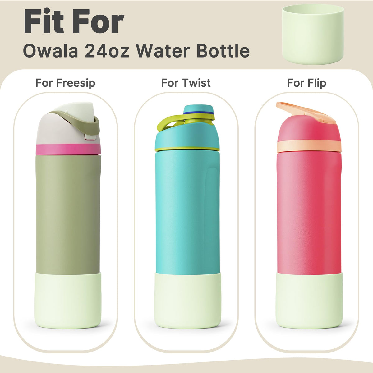 Lpaacat Silicone Boot for Owala 24 oz Water Bottle, Anti-Slip Protective Sleeve Bottom Cover for Owala Twist/FreeSip/Flip Stainless Steel Water Bottle (Mint)