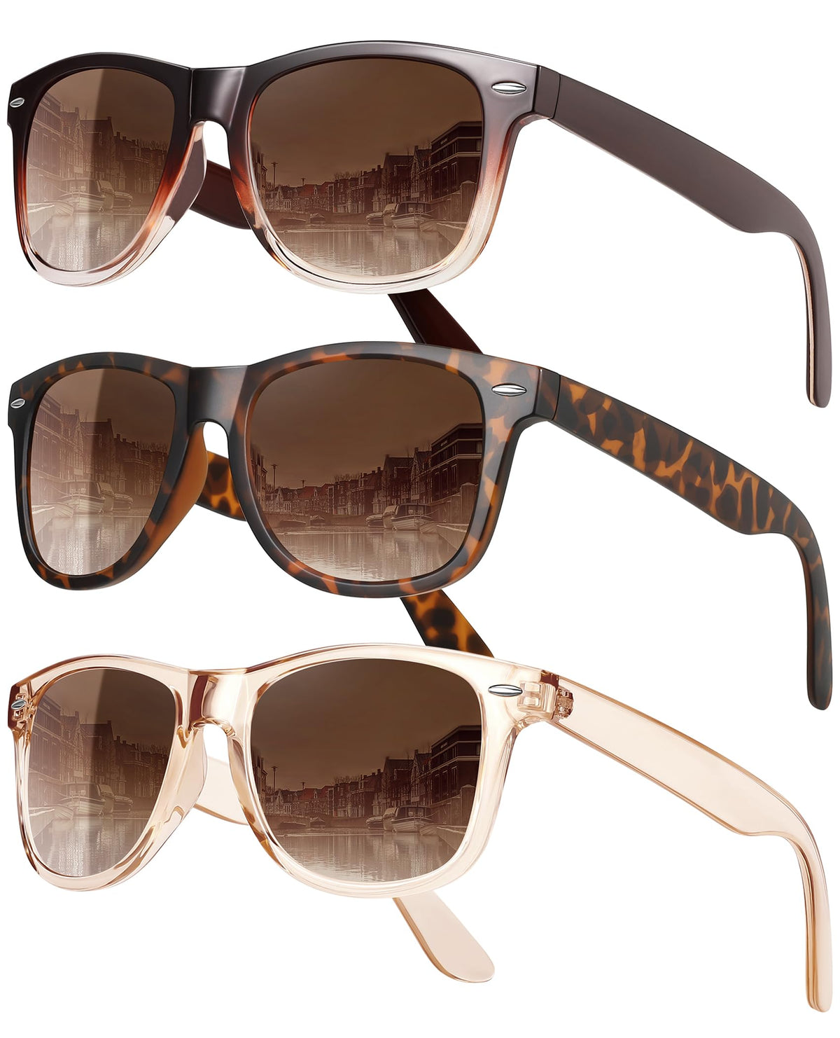 MEETSUN Polarized Sunglasses for Women Men Classic Retro Sun Glasses for Driving UV400 (3 Pack) Black Grey Tortoise
