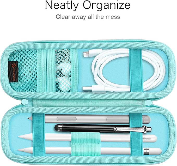 Fintie Holder Case for Apple Pencil Pro, Apple Pencil (USB-C / 1st / 2nd Generation), PU Leather Carrying Bag Sleeve Compatible with Pen, USB Cable, Samsung Stylus, Emerald Marble