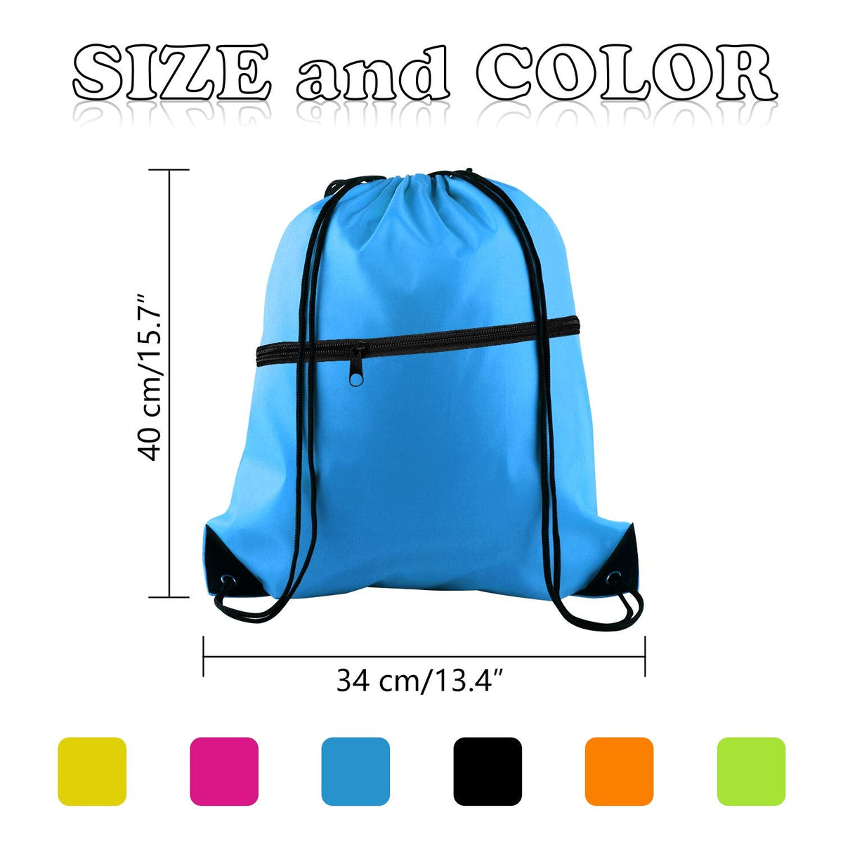 KUUQA 12Pcs Drawstring Bag Sports Gym String Backpack Bulk Cinch Bag Sackpack with Zipper for School Yoga Sport Gym Traveling