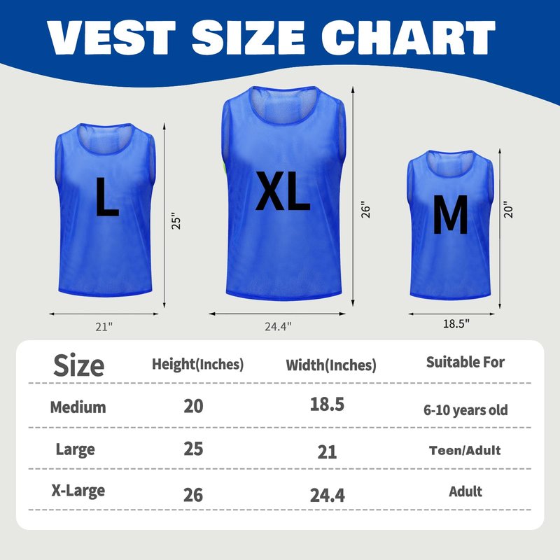 PULUOMASI 12/24/48PCS Pinnies Youth Team Pennies for Sports Kids and Scrimmage Vests for Soccer Basketball Jersey Practice