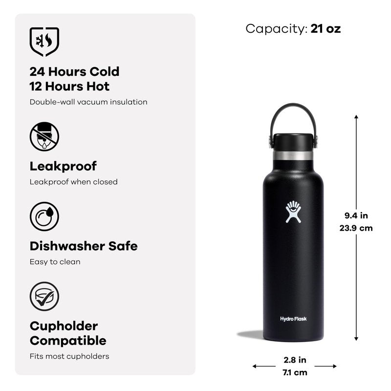 Hydro Flask Water Bottle - Insulated Stainless Steel - Non Spill, Leakproof in 21 Oz Aloe Green