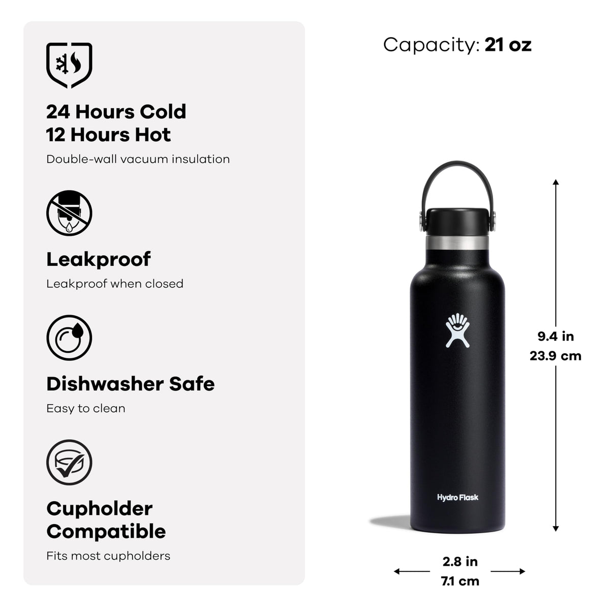 Hydro Flask Water Bottle - Insulated Stainless Steel - Non Spill, Leakproof in 21 Oz Trillium Pink