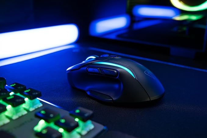 Turtle Beach Kone II Air Wireless RGB Gaming Mouse, 350-Hr Rechargeable Battery, 26000 DPI Optical Sensor, 100M Click Optical Switches, 21 Customizable Inputs, Ergonomic, 4D Scroll Wheel – Ash Black