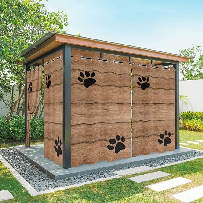 Wood Grain Outdoor Curtains for Patio Claws Animals Wooden Vintage Waterproof
