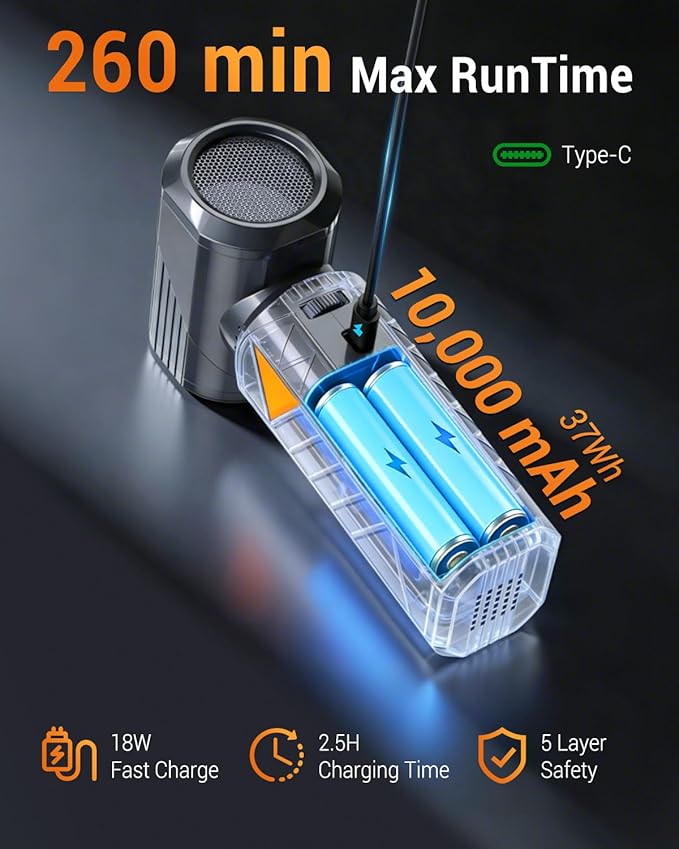 BOBYE Compressed Air Duster, 350W High-Powered Electric Air Duster with 180,000 RPM, Extended Runtime, 10000 mAh Battery, Mini Blower & Air Duster Rechargeable for Keyboard, PC, Car, Home, Outdoor