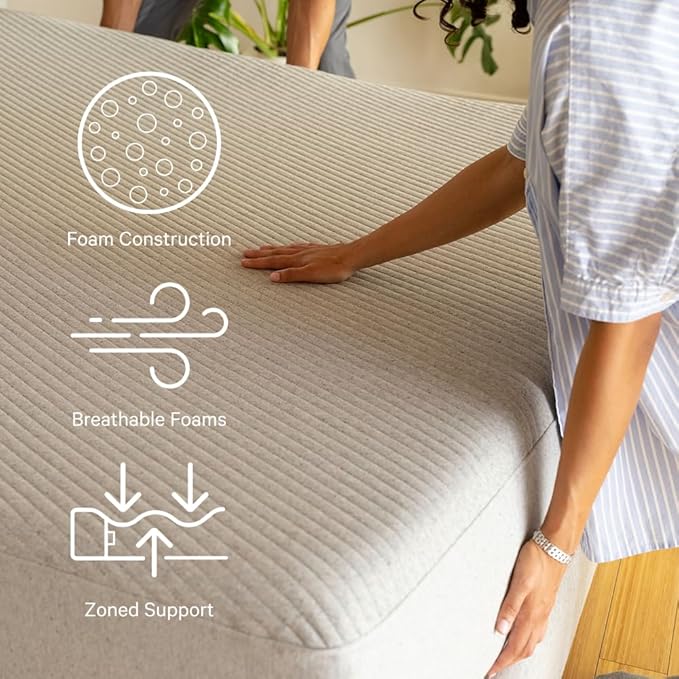 Casper Sleep Original, Memory Foam Mattress, Twin Size - Medium Firm Bed In A Box with Zoned SupportTM - 100-Night Trial - CertiPUR-US Mattress, Light Grey