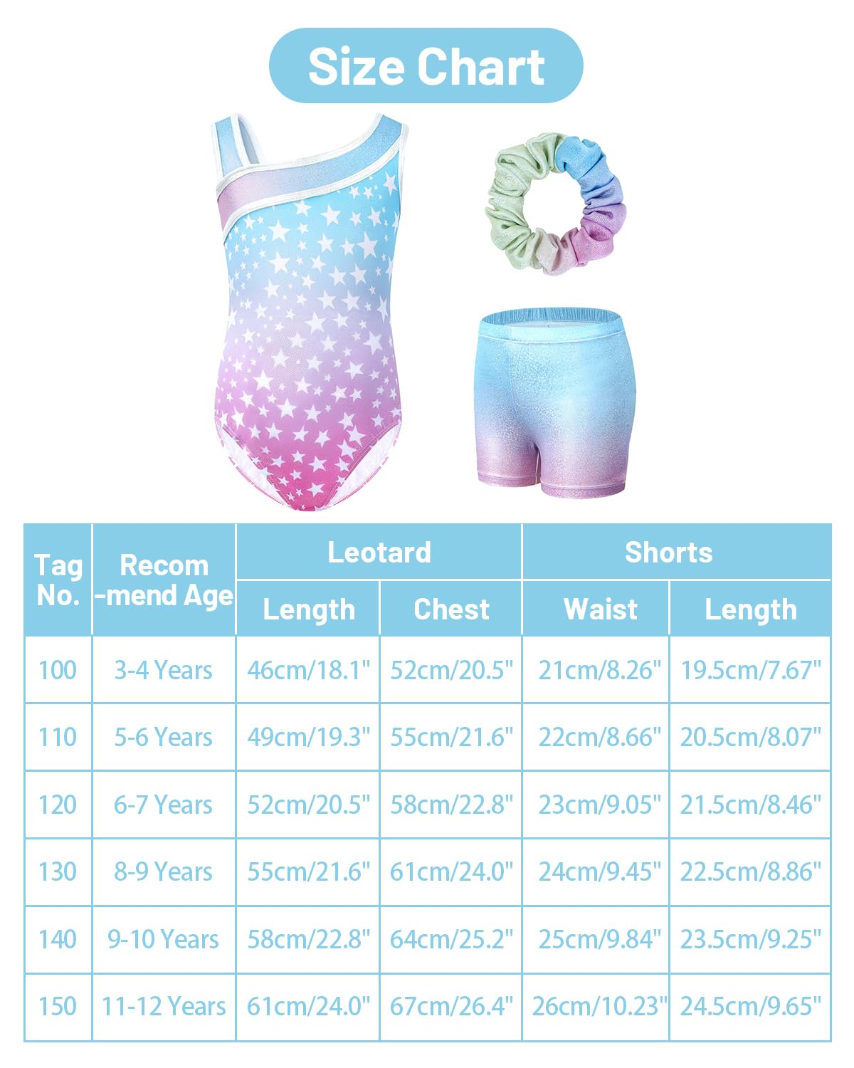JiAmy Girls Gymnastics Leotards, Glitter Ballet Dance Unitards Biketards Activewear with Short & Hairband for Kids 5-7 Years