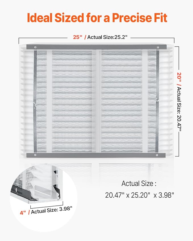 VEVOR 20x25x4 Furnace Air Filter, MERV 11 Pleated HVAC AC Replacement,