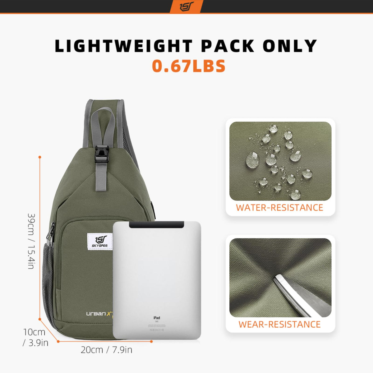 SKYSPER Sling Bag RFID Crossbody Sling Backpack Cross Body Shoulder Bag Travel Hiking Daypack for Women Men(Light Taupe)