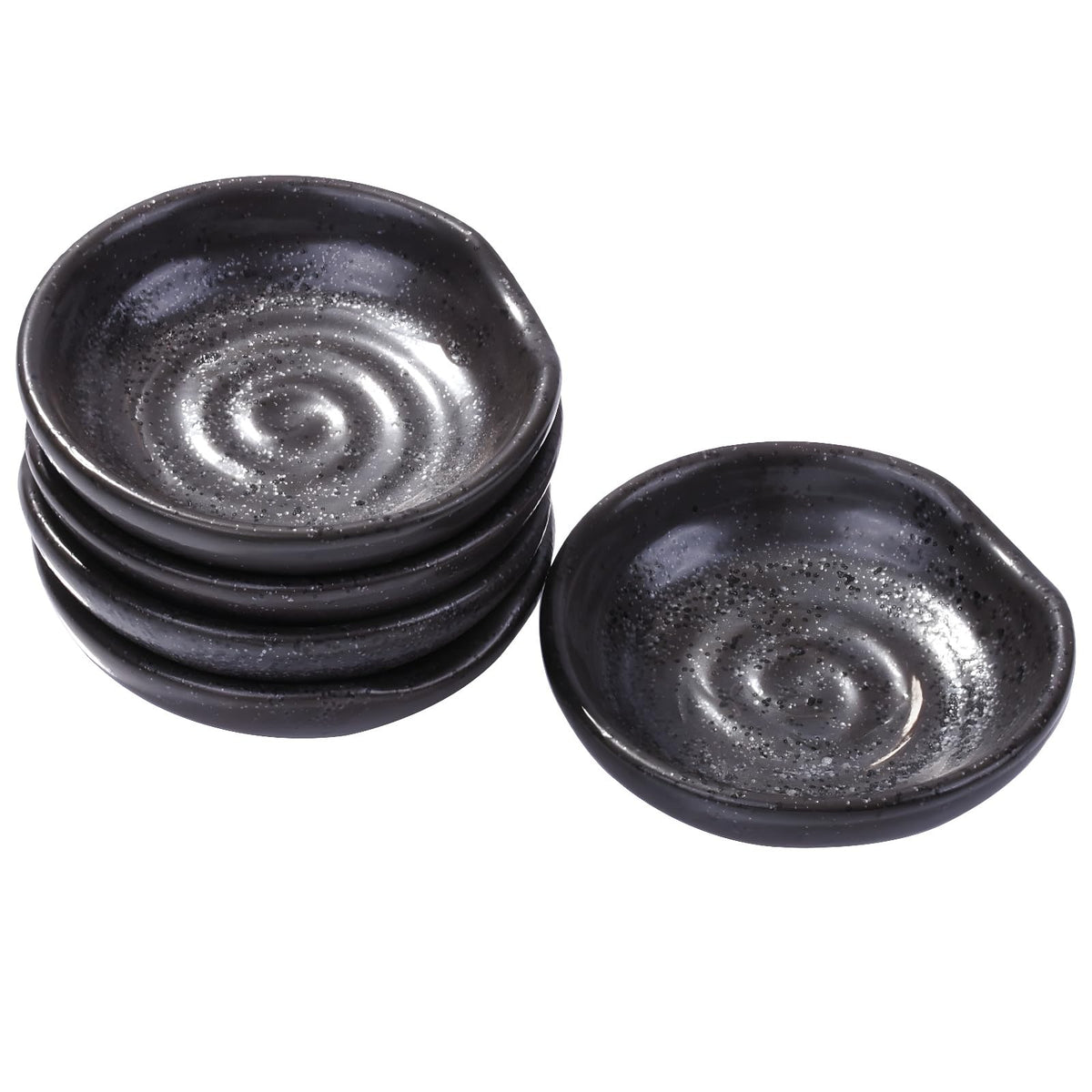 Swlthwen Black Porcelain Soy Sauce Dish Set of 5, Sushi Dishes