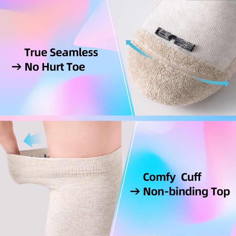Soft Cotton Compression Socks for Women & Men 20-30 mmHg - Knee High Support Socks with Thick Sole and Seamless Toe