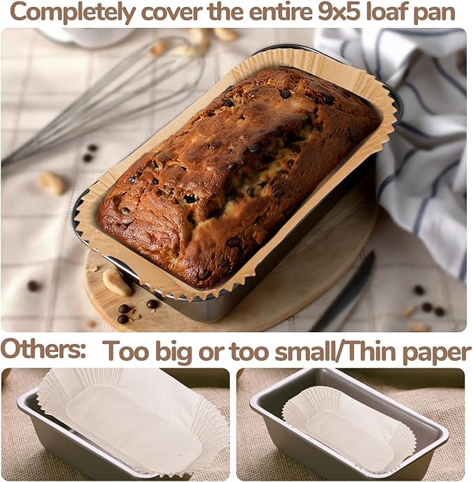 Loaf Pan Liners,2lb Loaf Pan Liners for Baking Bread 9x5, Loaf Pans Parchment Liners,150pcs Non-Stick Parchment Paper for Loaf Pans,Loaf Liners for Baking,Inner Dimensions are 7.5 x 3.5 inches