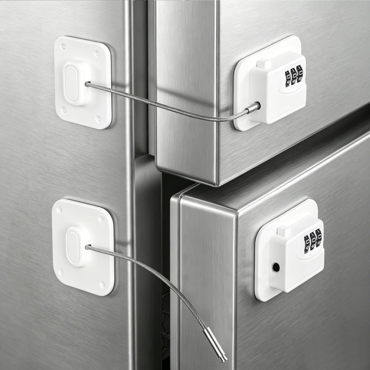 Refrigerator Lock,Fridge Locks for Kids,Freezer Lock with Combination for Refrigerators,Drawers,Cabinets,Closets,Lockers and More,Safety Portable No Keys Needed & Easy to Install White 2-Pack