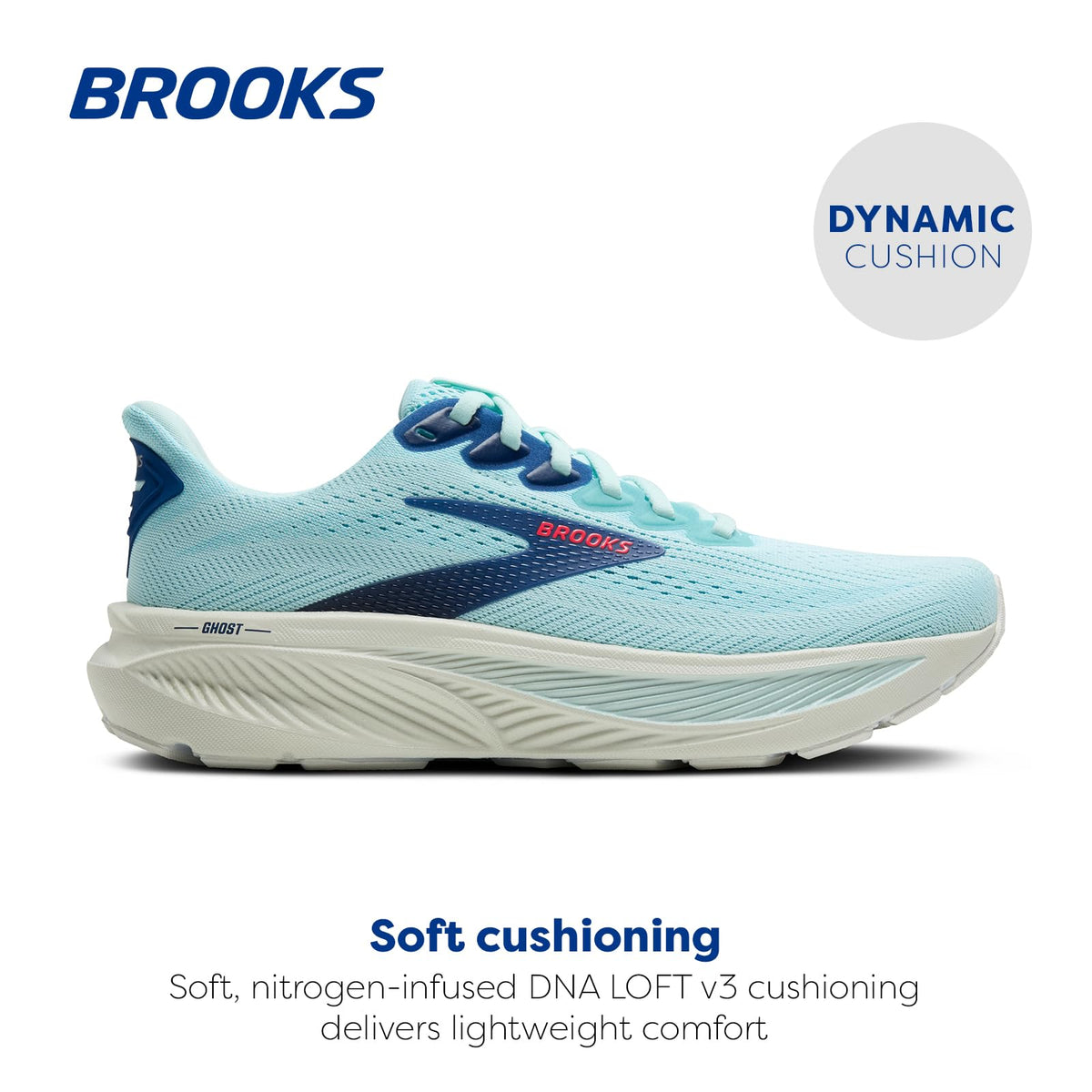 Brooks Women’s Ghost 17 Neutral Running Shoe - Clearwater/Navy Peony - 5.5 Medium