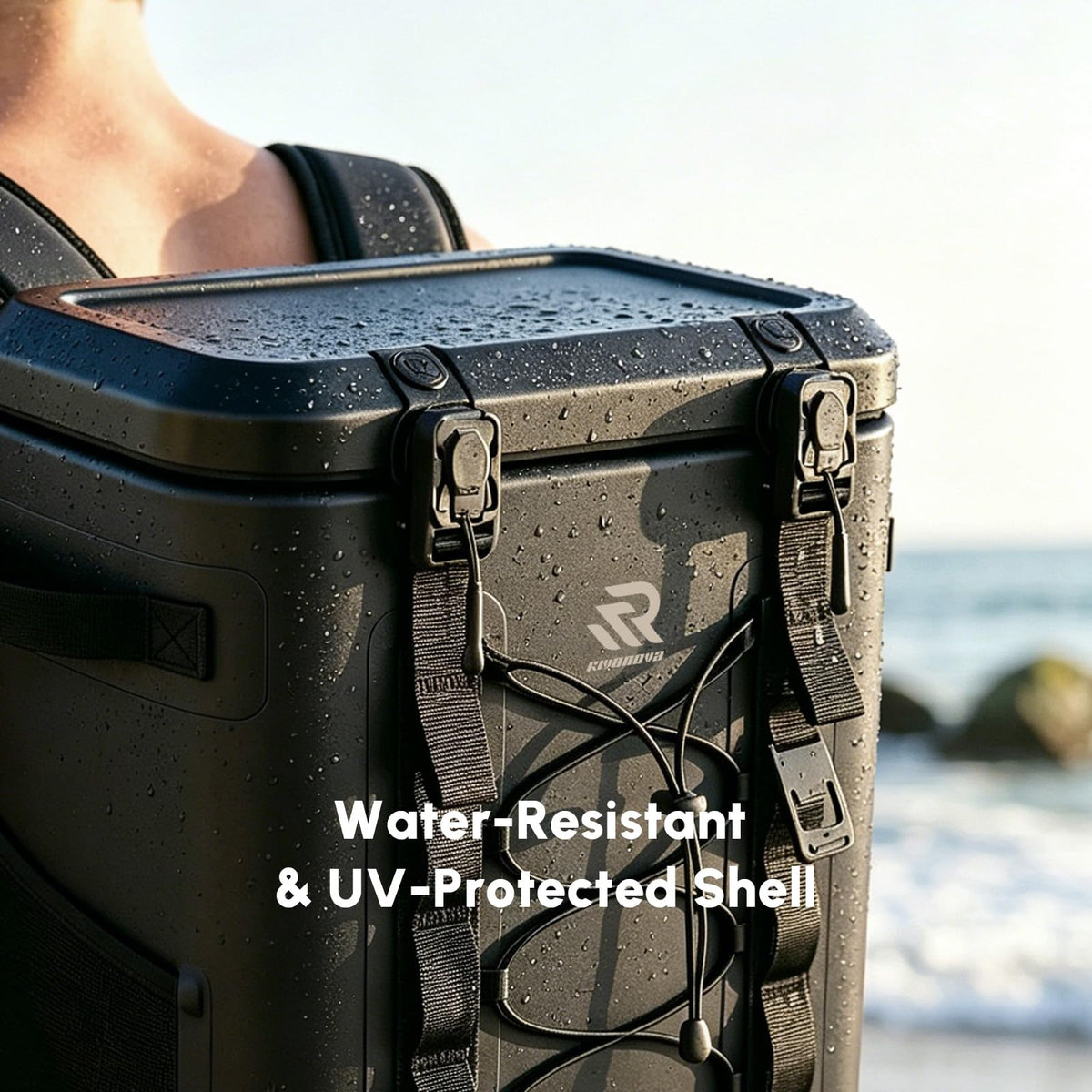 RIVONOVA Premium Zipperless Magnetic Kayak Cooler Backpack Black