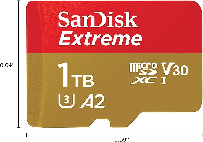 SanDisk 1TB Extreme microSDXC UHS-I Memory Card with Adapter - Up to 190MB/s, C10, U3, V30, 4K, 5K, A2, Micro SD Card- SDSQXAV-1T00-GN6MA, Gold/Red