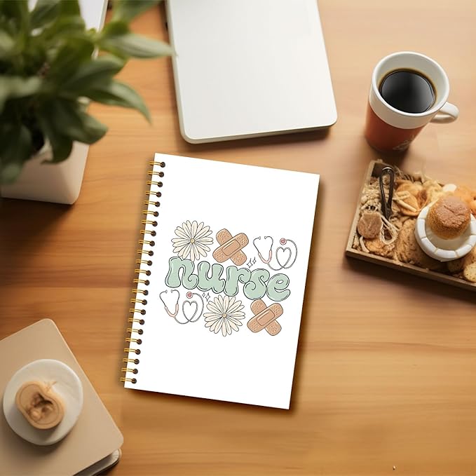 Trendy Floral Nurse Notebook, Nurse Gifts for Women Journal, Nurses Appreciation Gifts Journal, Nursing School Supplies, Nursing Hardcover Spiral Notebooks 5.5x8.3 Inch