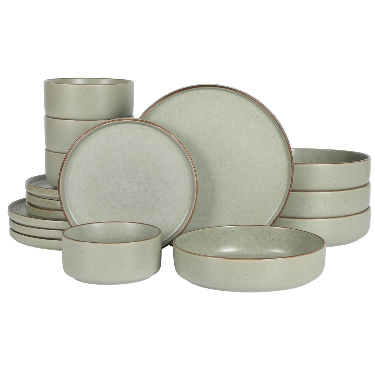 Gibson Elite Gelston Stoneware Matte Reactive Glaze 16 Piece (Service for 4) Plates and Bowl Dinnerware Set - Grey