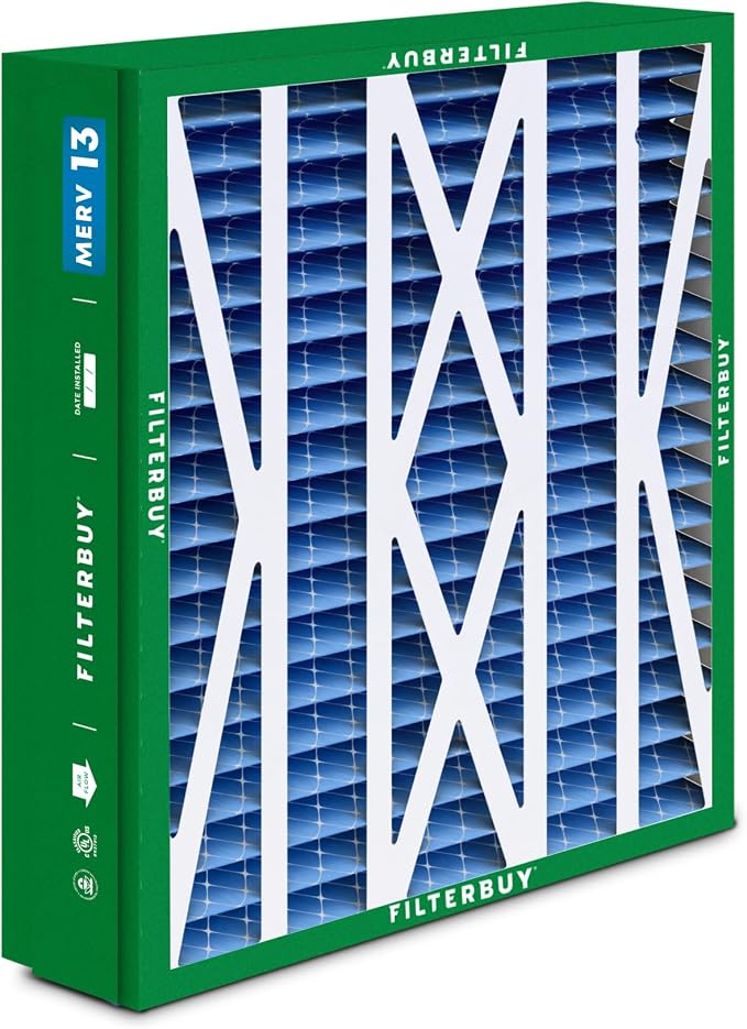Filterbuy 21x27x5 Air Filter MERV 13 Optimal Smoke & Allergy Defense, Pleated