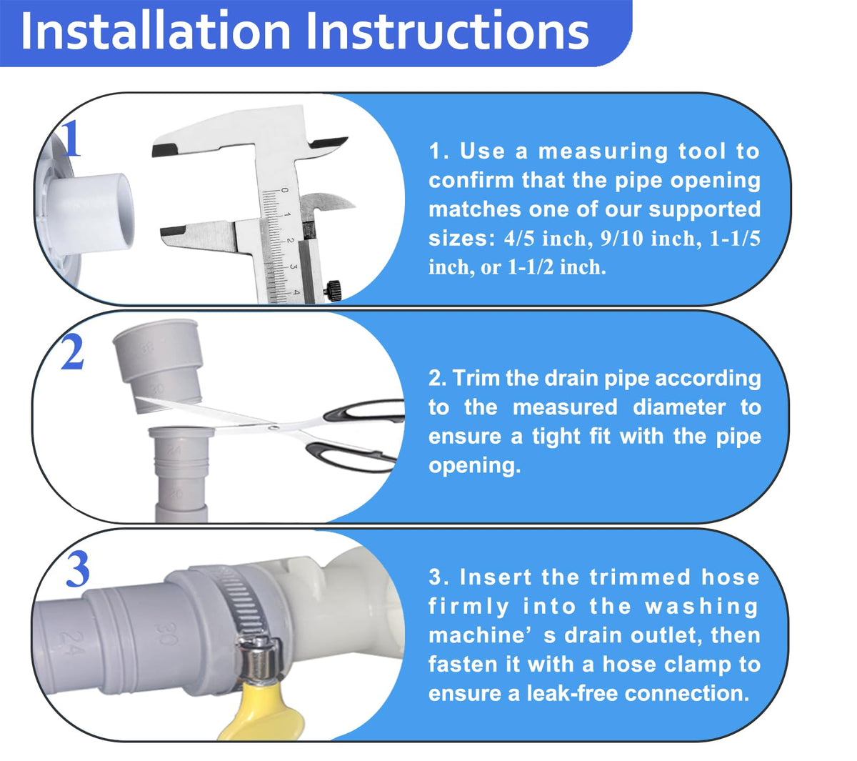 DLHMBOQ 10ft Washing Machine Drain Hose Extension Kit - Universal for Washer, Dishwasher & Dehumidifier, 7-Piece Set with U-Bracket, 4 Clamps & Adapter