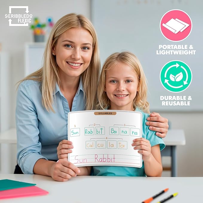 SCRIBBLEDO Sounds & Blends Dry Erase Sheets 9”x12” Phonics Manipulatives Elkonin Boxes Reading Manipulatives Blending Boards Phonemic Sound Boxes Syllables Letter Practice Classroom Pack of 10