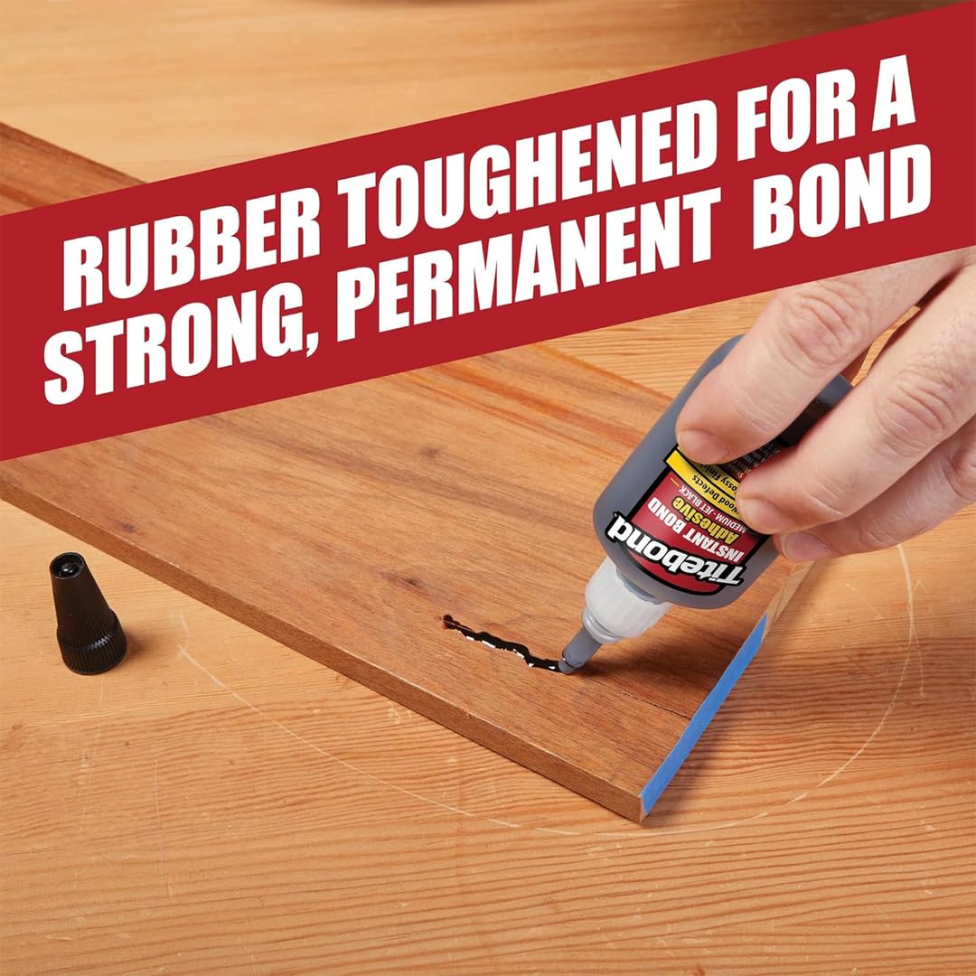 Titebond Instant Bond Medium CA Super Glue – Jet Black, Ethyl Cyanoacrylate Adhesive for Woodworking, Gap-Filling, 40-60 Second Set – 2 Oz. 8211