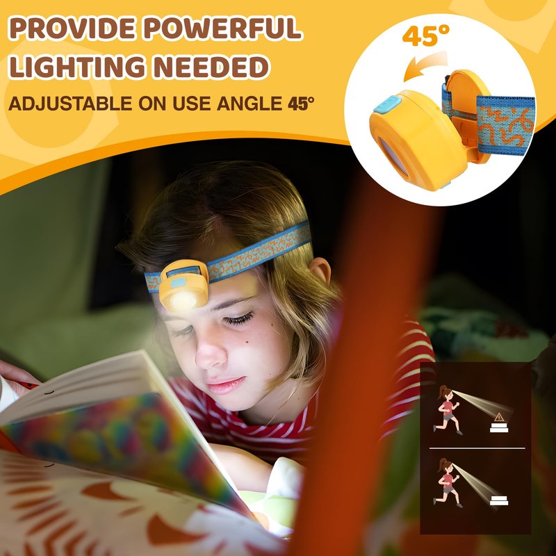 EverBrite LED Headlamp Rechargeable Kids Headlamp with RGB Mode and Adjustable Headband, 3 Modes Multicolor Headlamp for Kids, Bright Kids Head Lamp for Camping, Reading, Exploring, Hiking, Birthday