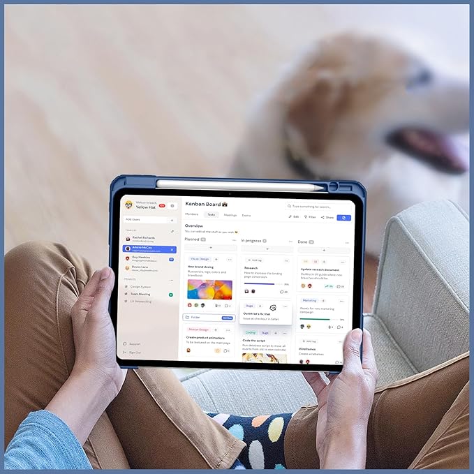 Fintie Hybrid Slim Case for iPad Pro 11-inch (M5) 2025 / (M4) 2024 - [Built-in Pencil Holder] Shockproof Protective Cover with Clear Transparent Back Shell, Navy