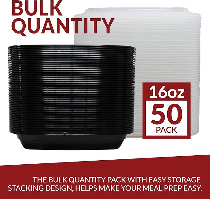 Reli. Meal Prep Containers 16 oz | 50 Pack | Food Container with Lids