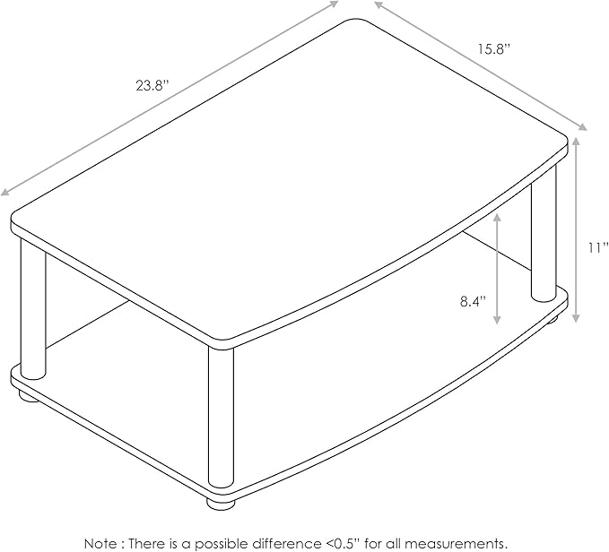 Furinno TURN-N-TUBE TV Riser Stand, 2-Tier Small Elevated No Tools TV Stand, TV Console for TV up to 32 inch, 15.8 x 23.8 x 11, for Living Room, Bedroom, Columbia Walnut