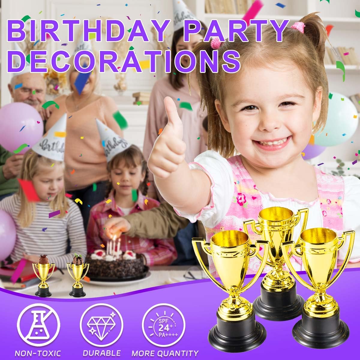 SenseYo 24 Pack Mini Trophies Cups, Gold Trophy Award, Plastic Trophies for Kid, 4 Inch Award Trophies for Kids Party Favors, Winning Prizes