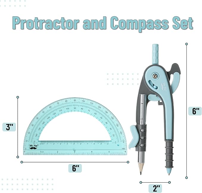 Mr. Pen- Compass and Protractor Set, Math Compass for Geometry and Drawing