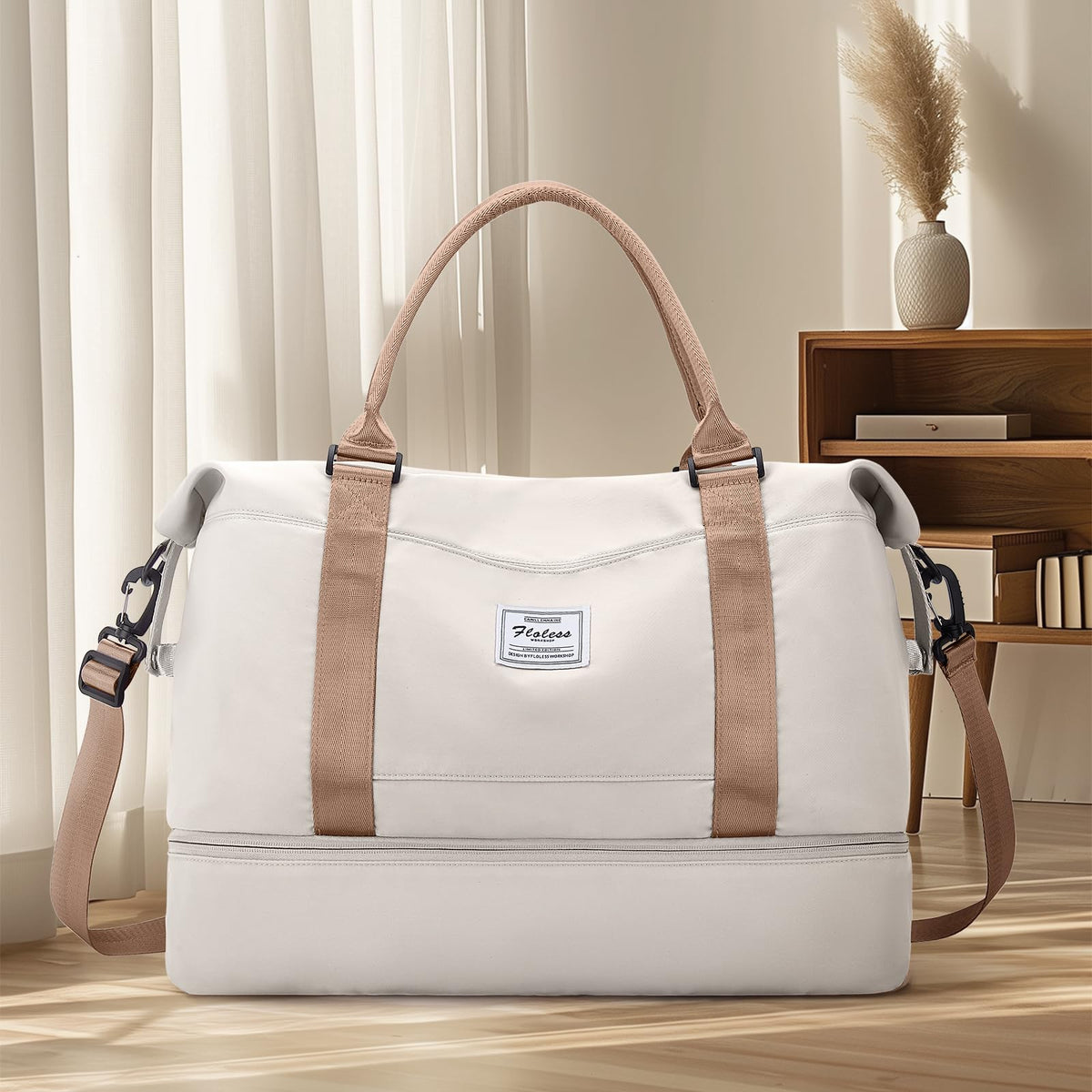 Travel Duffel Bag with Shoes Compartment, Weekender Bags for Women