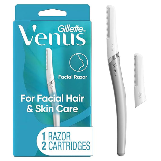 Gillette Venus Dermaplaning Tool, 2 Blade Refills, Exfoliating Face Razors for Women, Eyebrow and Facial Dermaplane Razor