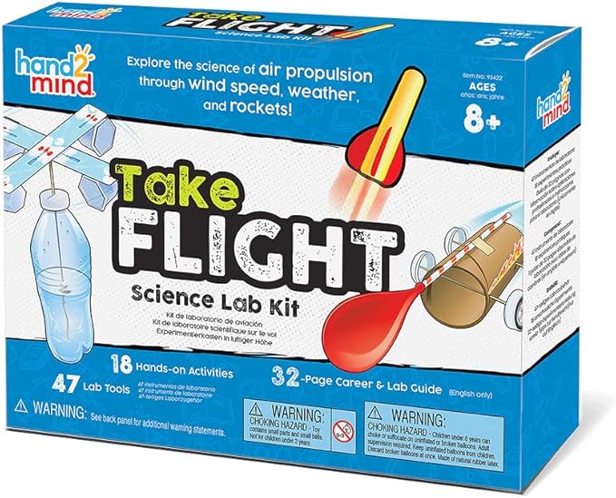 hand2mind-93422 Take Flight Science Lab Kit, STEM Activities for Kids Ages 5-7, STEM Toys, Learn About STEM Careers, Lab Guide, Kids Foam Rockets, Rocket Science for Kids, 18 Hands-On Activities