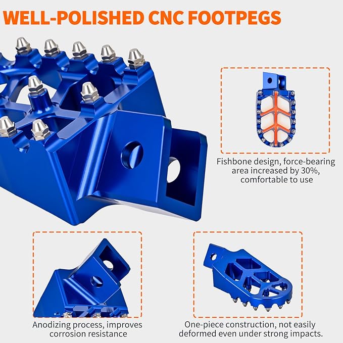 Nilight Motorcycle Foot Pegs Dirt Bike Footpegs Fit for Yamaha PW50 1981-2021 PW80 1983-2006 Y-ZINGER 1985-2001 TW200 1987-2021 CNC Foot Pegs for Motorcycles Heavy Duty Foot Rests Peg Pedal, Blue