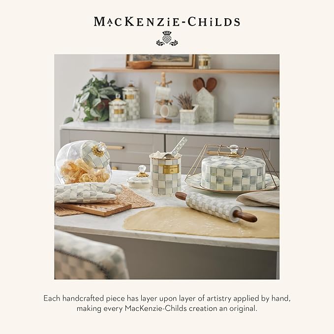 MACKENZIE-CHILDS Enamel Everyday Bowl, Serving Bowl for Entertaining, Extra-Large, Gray-and-White Sterling Check, Set of 1