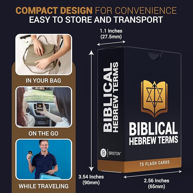 Briston Biblical Hebrew Terms Flashcards – 75 Hebrew Words with English & Scripture Verses – Audio Pronunciations Included – Learn Biblical Hebrew Language & Study Old Testament Vocabulary