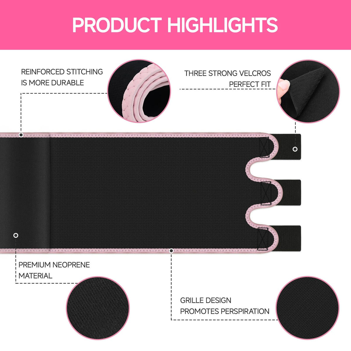 Waist Trainer for Women Men,Sweat Waist Trimmer Belt,Sweat Band for Stomach Weighe loss,Waist Trainers for Women Belly Fat (Pink Edge, Small)