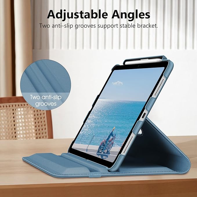 Fintie Rotating Case for iPad Pro 11-inch (M5) 2025 / (M4) 2024 - [Built-in Pencil Holder] 360 Degree Swiveling Smart Stand Protective Cover, Auto Sleep/Wake, Ocean Blue