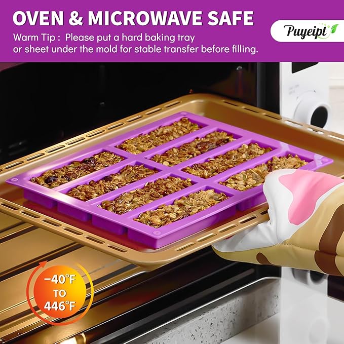 Puyeipt Granola Bar Molds, 2 Pack, 16 Cavities