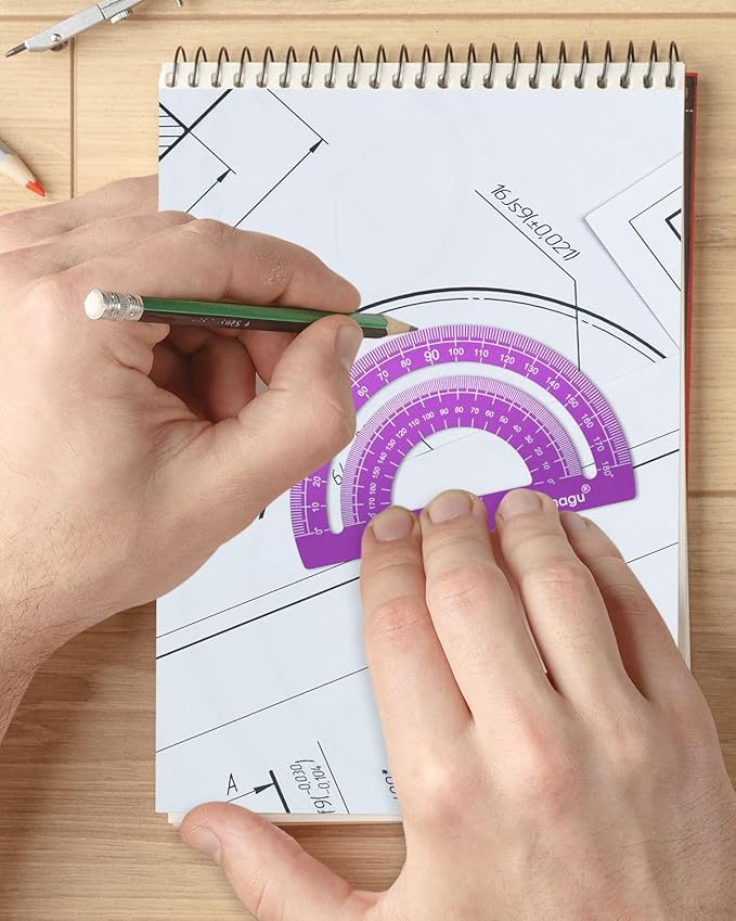 Honagu Aluminum Alloy Triangular Ruler Set, 4 Pieces, 20cm/7.87inches, Purple